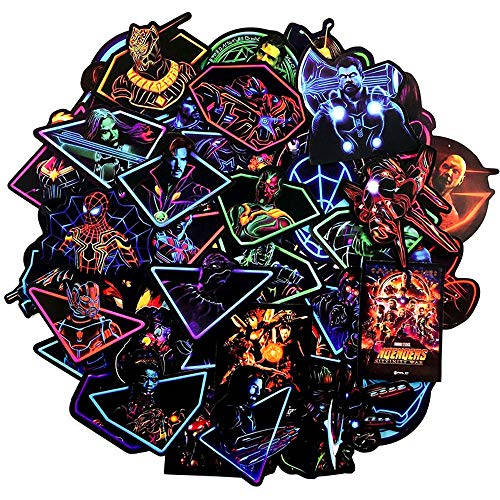 Noctilucent Stickers Marvel Avengers Laptop Stickers Decal-50pcs Waterproof Graffiti Stickers Water Bottle Vinyl Sticker Decals for Superheros,MacBook Car Helmet Bike Motorcycle Bumper (Not Random)