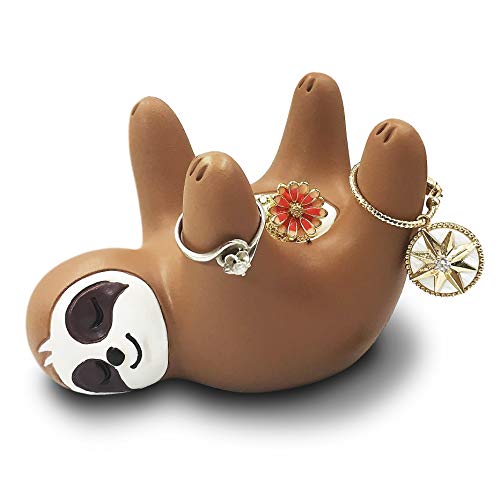 Cute Sloth Ring Holder, Funny sloth Art decoration jewelry holder Bowl/Stand-Earring/Necklaces decor For counter desk night stand in bathroom or bedroom, Great Gifts for kids girls girlfriend friends