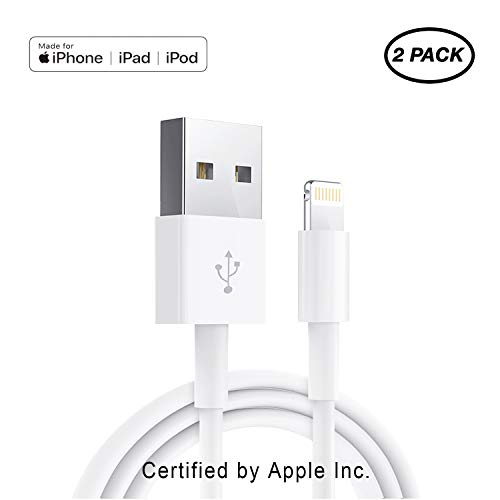 Book Cover 2 Pack Apple iPhone/iPad Charging/Charger Cord Lightning to USB Cable[Apple MFi Certified] Compatible iPhone X/8/7/6s/6/plus/5s/5c/SE,iPad Pro/Air/Mini,iPod Touch(White 1M/3.3FT) Original Certified