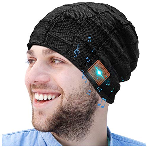 Bluetooth Beanie, Mens Gifts, Wireless Bluetooth Hat, Gift for Men Women, Knit Music Hat with Bluetooth 5.0, Dual Layer, Washable, Fit for Outdoor Sports, Gifts Christmas Birthday Thanksgiving Day