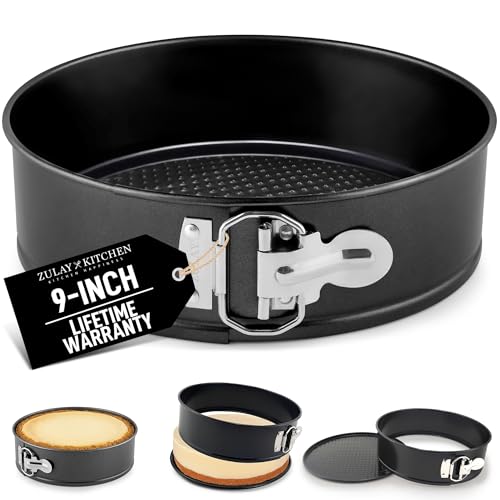 Zulay Premium Springform Pan 9 Inch Nonstick - Cheesecake Pan With Removable Bottom - No Need For Parchment Paper - Spring Form For Baking - Leak-Proof Cake Pan (Black)
