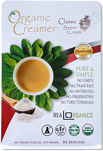 Realorganics "PURE & SIMPLE" - Powdered, Coffee Creamer / 100% Certified Organic / rBST Free / GMO Free / Gluten Free / Chemical, Additive & Preservative Freeâ€¦ CLASSIC SWEET CREAM