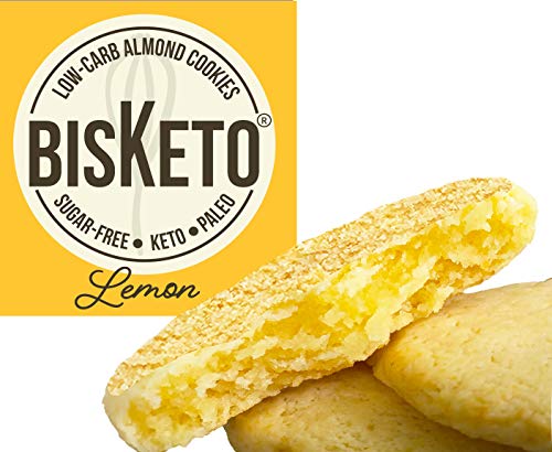 Book Cover Low Carb Cookies BisKeto - Keto Snacks, Low Net Carbs, No Sugar, Gluten & Grain Free, Ketogenic Diet Friendly & Healthy Snack Food - Box with 6 Packs,12 Cookies (Lemon)