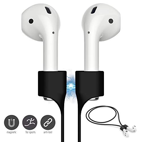 FONY Airpods Magnetic Strap Anti-Lost Airpods Cord Sport String Silicone Leash Cable Connector â€“ Airpods Accessories for Airpods Pro/2/1 (Black)