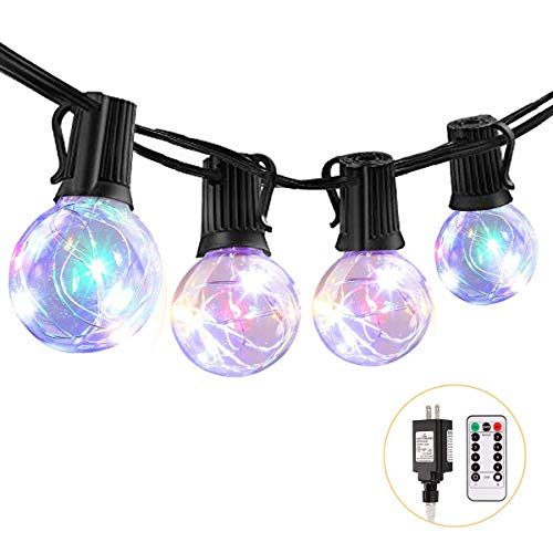 ECOWHO Globe String Lights, 33FT G40 Dimmable LED Patio String Lights, UL Listed Weatherproof Outdoor String Lights with Remote for Garden Yard Christmas Wedding Commercial Patio Decor (Multicolor)