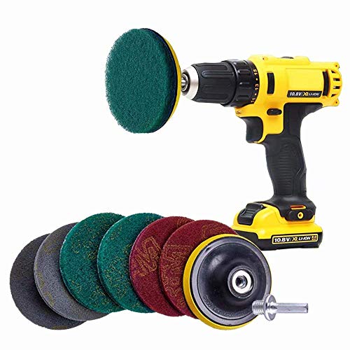 Jpettie Scrub Pads Drill Brush Cleaning Scrub Sponge Scouring Pad for Tile Bathroom Bathtub Floor Kitchen Scrub Brush Cleaning Kits 6 Pack