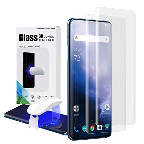 Book Cover Oneplus 7 Pro/7T Pro Tempered Glass Screen Protector,Fingerprint Scaner 3D Transparent Clear Full Curved Edge Case Friendly Anti-Scratch Coverage for Oneplus 7 Pro/7T Pro 5Gã€2 Packã€‘