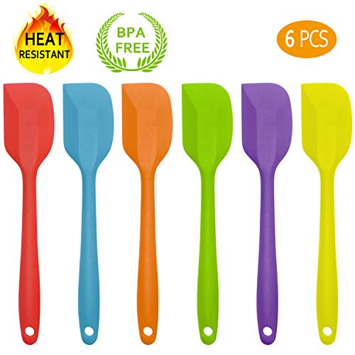 Silicone Spatula Heat Resistant Non-Stick Flexible Rubber With Solid Stainless Steel Kitchen Essential Gadget Small Premium Scraper Spoon Set of 6