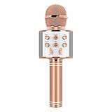 Microphone Gift Age 5-12 Girls Kids, Wireless Karaoke Microphone Toy for 6-11 Year Old Girl Children Singing Microphone Machine Gifts for 6-11 Year Old Girl Teens Birthday Gift for Girl Rose Gold MIC