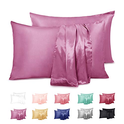 Book Cover Duerer 2 Pack Silky Satin Pillowcases for Hair and Skin Standard/Queen/King Size Pillow Case with Envelope Closure (20