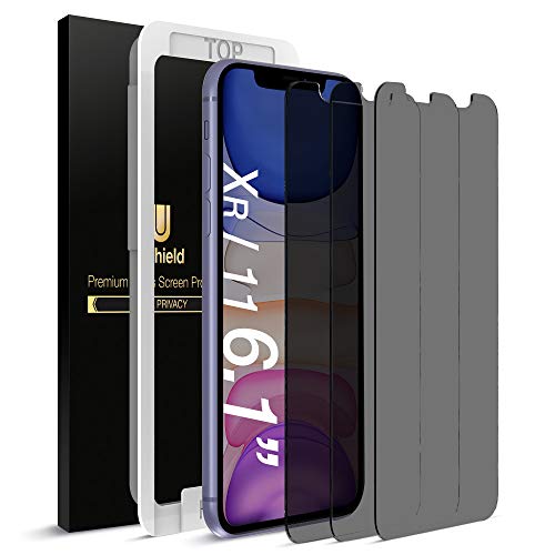 uShield Privacy Screen Protector Compatible with Apple iPhone XR and iPhone 11 (6.1" Display) (w/Installation Frame) [Anti-Scratch/Spy] Tempered Glass Screen Protector (3Pack) [Fit with Most Cases]