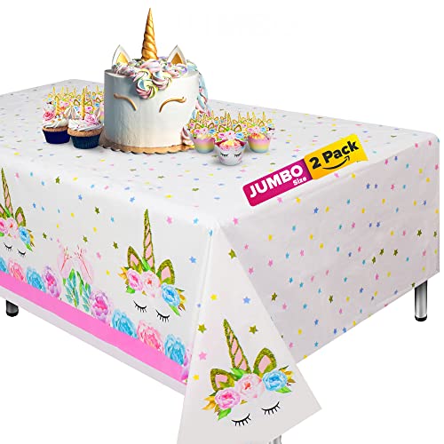 Lifestyle Extra-Large 2 Pack Unicorn Tablecloth - 108"x54" Disposable Table Cover for Birthday Party, Baby Shower & Girl Decoration - Birthday Tablecloth - Party Decorations for Girls