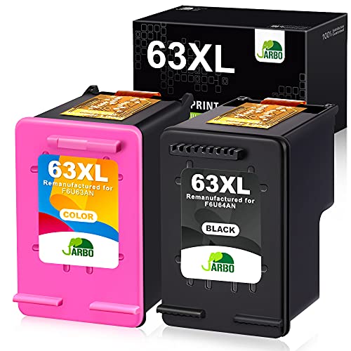 Book Cover JARBO Remanufactured Ink Cartridge Replacement for HP 63 63XL Ink Cartridges Combo Pack, 1 Black+1 Tri-Color, for HP Envy 4520 4516 Officejet 4650 3830 3831 4655 Deskjet 2130 2132 1112 3630 3633 3634