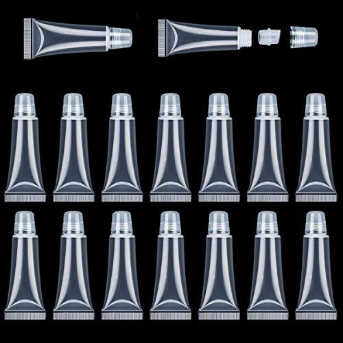 80 PCS 10 ML Refillable Mini Clear Empty Lip Gloss Balm Container Soft Empty Tubes for DIY Lip Gloss Balm/Cosmetic