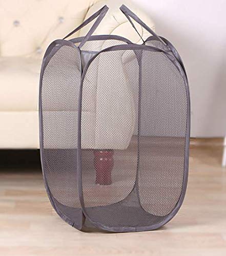 JEARLAKON Pop-Up Mesh Laundry Hamper Durable Handles, Collapsible for Storage and Easy to Open for The Kids Room, College Dorm or Travel (Gray)