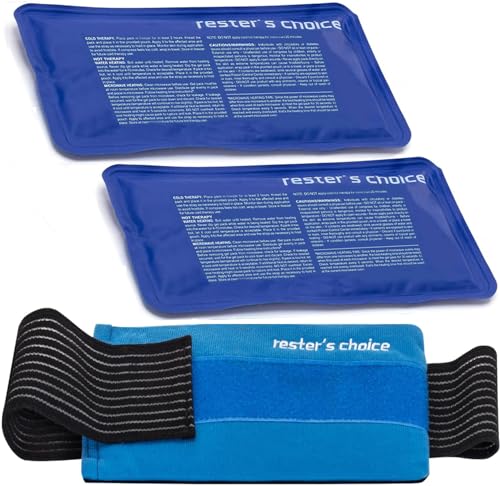 Gel Cold & Hot Packs (2-Piece Set) 5x10 in with Adjustable Wrap. Reusable Warm or Ice Packs for Injuries, Hip, Shoulder, Knee, Back Pain â€“ Hot & Cold Compress for Swelling, Bruises, Surgery