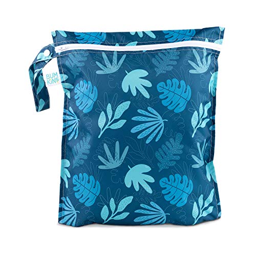 Book Cover Bumkins Waterproof Wet Bag, Washable, Reusable for Travel, Beach, Pool, Stroller, Diapers, Dirty Gym Clothes, Wet Swimsuits, Toiletries, Electronics, Toys, 12x14 - Blue Tropic