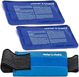 2 Soft Gel Ice Packs for Injuries Reusable with Extra Comfy Adjustable Cold Pack Wrap, Flexible Hot and Cold Compress