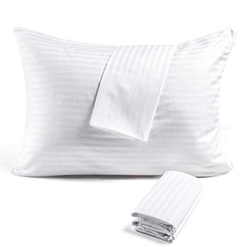 FAUNNA Zippered Cotton Pillow Case Protectors Cover (Queen, 20x30) (4-Pack) - Comfortable Sateen 100% Long-Staple Cotton-Soft & Breathable