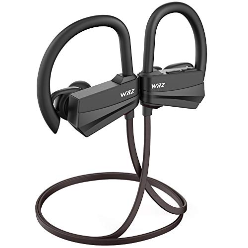 Bluetooth Headphones, WRZ Wireless Sports Earbuds Running in-Ear Earphones with Mic IPX 7 Sweatproof Stereo Earphones for Sport Gym Workout, 8-9 Hours Playback (Black)