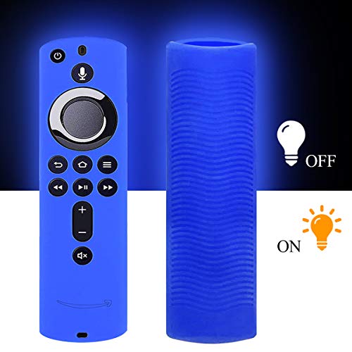 WERONE Silicone Cover/Case for Fire TV 4K/Fire TV (3rd Gen)/Compatible with All-New 2nd Gen Alexa Voice Remote Control (Night-Glow Blue)