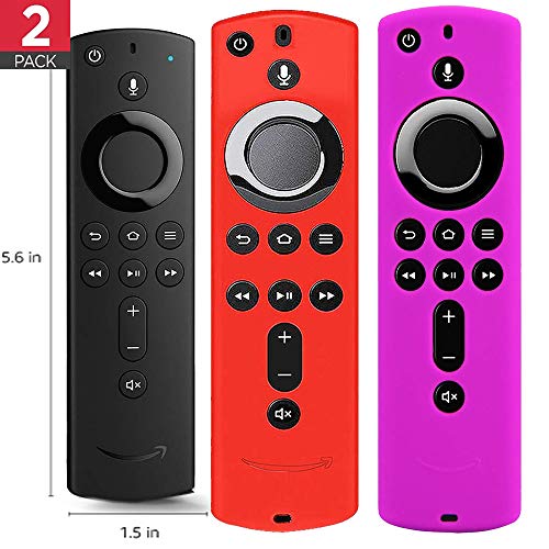 2 Pack Covers for All-New Alexa Voice Remote for Fire TV Stick 4K, Fire TV Stick (2nd Gen), Fire TV (3rd Gen) Shockproof Protective Silicone Case (Red+Purple)