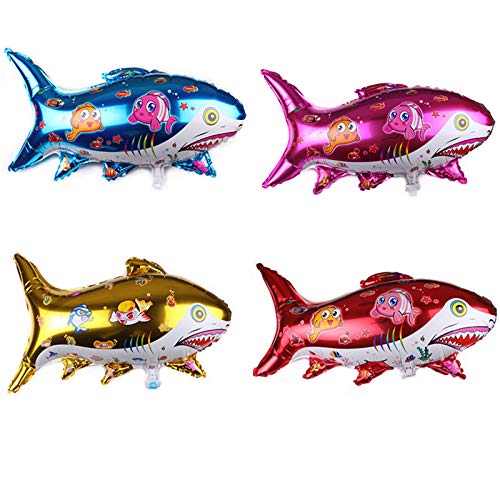 4 pcs Cute Shark Balloons Party Supplies,18 Inch Large Balloons, Balloons For Shark Theme Birthday Party Decorations