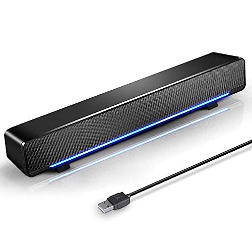 MARBOO [Upgraded] USB Computer Speaker for Desktop Monitor, Portable Laptop Speaker, Mini Computer Soundbar with HiFi-Quality and Bass, PC Speaker for Windows PCs, Desktop Computer, Laptops