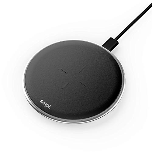 SMPL. Fast Wireless Charger, 10W Wireless Charging Pad, Compatible with iPhone 13/12/12 Pro/11/XS Max/XR/XS/X/8/8+, Galaxy S10/S9/S9+/S8/S8+/Note 9 and More (Black)