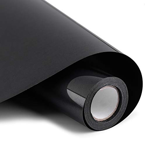 Heat Transfer Vinyl Bundle 12" x 10' Feet Rolls, PU HTV Easy to Cut & Weed, DIY Heat Press Design for T-Shirt, Clothes, Hats and Other Textiles (Black）
