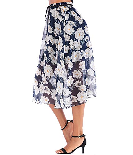 Pleated Skirts for Women Midi - Elegant African Graffiti Cartoon Printed A Line Long Swing Dresses