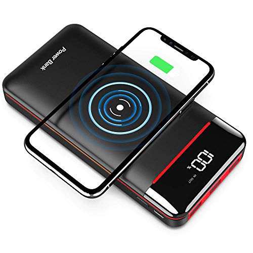Wireless Portable Charger 25000mAh Power Bank with 3 Outputs& 2 Inputs Huge Capacity Backup Battery with LCD Display, Compatible with Smart Phones,Android Phone,Tablet and More