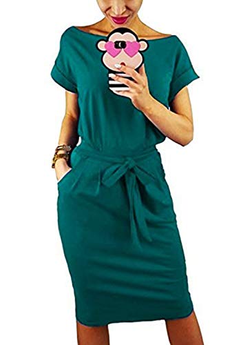 Roselux Women's Elegant Short Sleeve Wear to Work Casual Pencil Dress with Belt …