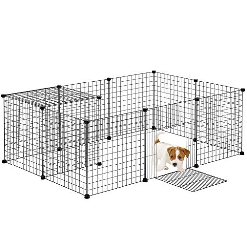 Rackaphile Pet Playpen for Small Dogs, Portable Plastic Pet Playpen Animal Fence Cage Kennel Crate for Small Animals, Cat, Puppy, Rabbit, Ferret, Guinea Pig, Outdoor & Indoor, Bunny, with 12 Panels