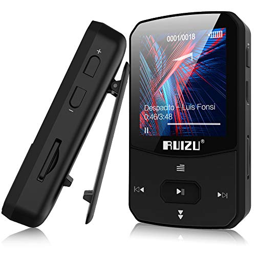 Clip Mp3 Player with Bluetooth 4.1, 8GB Lossless Sound Music Player with FM Radio Voice Recorder Video Earphones for Running, Support up to 128GB(Black)