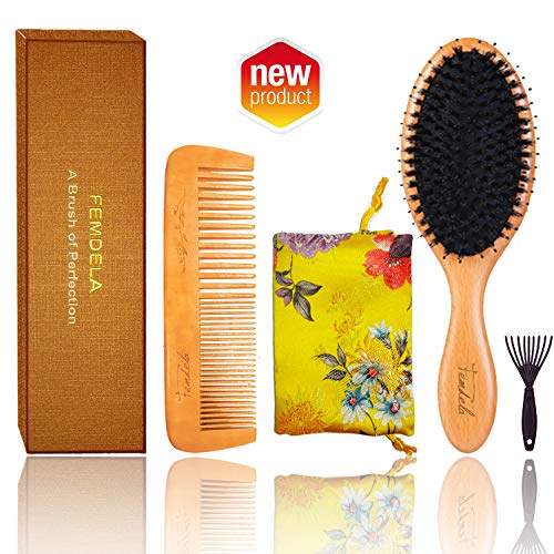 Valoin Hair Brush - Boar Bristle Hair Brush with Detangler Pins for Thick, Curly Dry or Wet Hair, Best Paddle Hair Brushes for