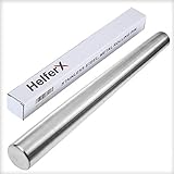 HelferX 15 inch Long Stainless Steel Rolling Pin for Baking - Perfect for Fondant, Dumpling, Ravioli, and Pizza Dough