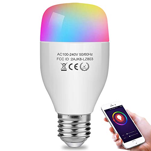 Aigital Smart WiFi Light Bulb,LED Bulbs Dimmable Color Changing Bulbs Music Mode Smart Light Bulb Compatible with Alexa (Easy Setup, Group Control, Remote Control, No Hub Required)