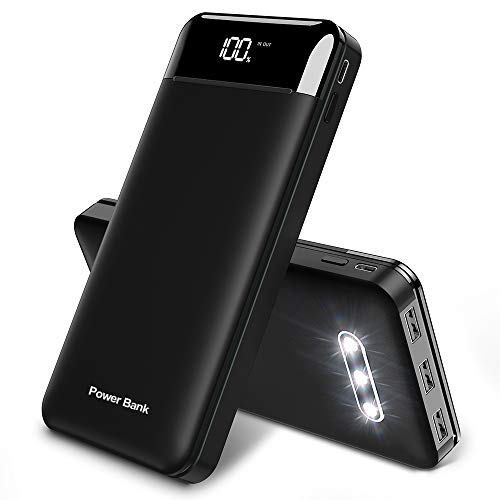 Power Bank Portable Charger 25000mAh High Capacity 3 USB Outputs Black Charge External Battery Pack with LCD Display, Compatible with Smart Phones,Android Phone,Tablet and More