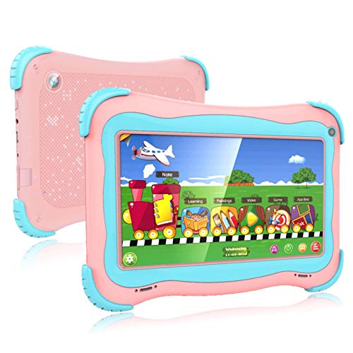 Kids Tablet 7 Android Kids Tablet Toddler Tablet Kids Edition Tablet with WiFi Dual Camera Childrens Tablet 1GB + 16GB Parental Control, Google Play Store (Pink)