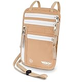 HERO Neck Wallet - RFID Blocking Passport Holder, Easy to Conceal and Pouch (Beige)