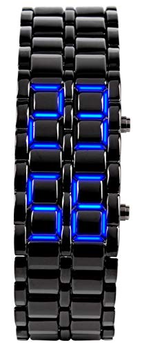 MASTOP Men's Lava Stainless Steel Lava RED LED Digital Bracelet Watch