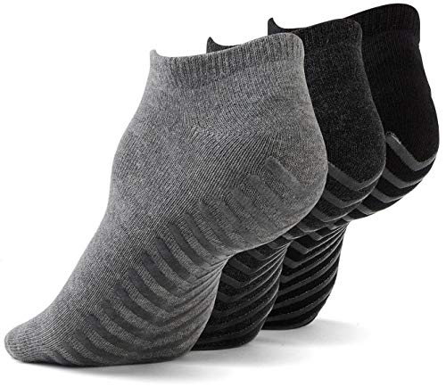 Book Cover Gripjoy Yoga Socks with Grips for Women and Men, Athletic / Barre / Pilates / Non Skid 3pk