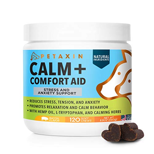 Petaxin Calming Treats for Dogs - Stress & Anxiety Relief for Dogs - Supports Calm & Relaxed Behavior - Chamomile, Ginger, Valerian Root & More for Thunder, Fireworks, Travel, Separation - 120 Chews