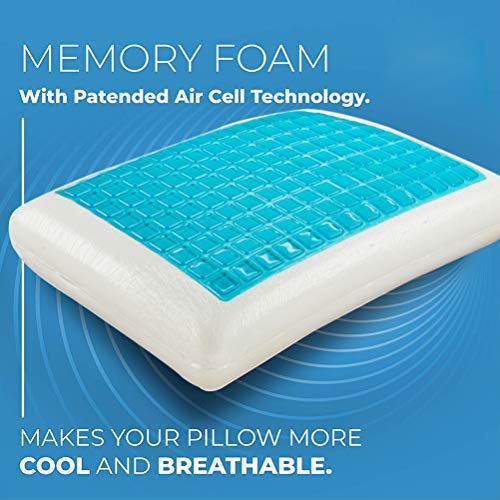 DIMOTE Comfort Therapy Memory Bed Pillow with Heat Dissipating Cool Gel, Reversible Sides, Removable Washable Cover - Doctor-Designed for Neck, Back Pain Prevention