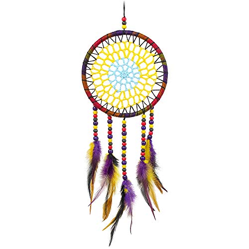 MiRundel Dream Catcher Handmade Set of 3 - White, Red, Purple Feather Round Dreamcatchers for Home Wedding Car Wall Hanging Decorations - Boho Festival Craft Ornament - Anniversary Birthday Gift