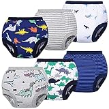 BIG ELEPHANT Potty Training Underwear, Soft Cotton Absorbent Training Pants for Baby Boys & Girls (2T, Dinosaurs World 6 Pack)