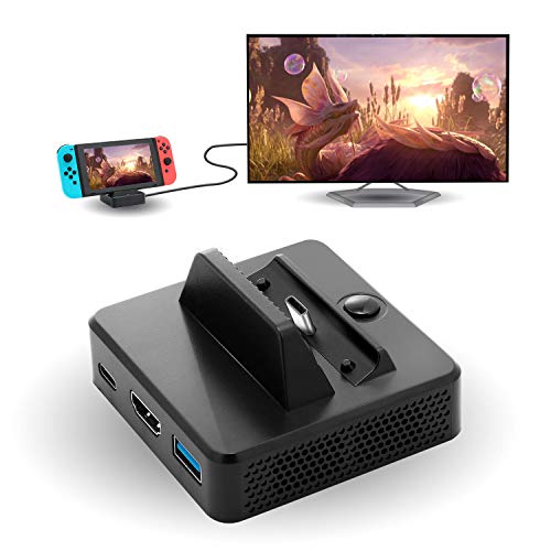 HDMI Dock for Nintendo Switch, TV Dock for Nintendo Switch, Portable Replacement Mini Dock for Nintendo Switch OLED with USB 3.0 Port and HDMI Port - Black