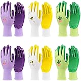 Jardineer 6 Pairs Garden Gloves Women, Nitrile Coated Gardening Gloves for Yard, Cleaning, Fishing and Working (Medium), Green, Medium (6 Pair)