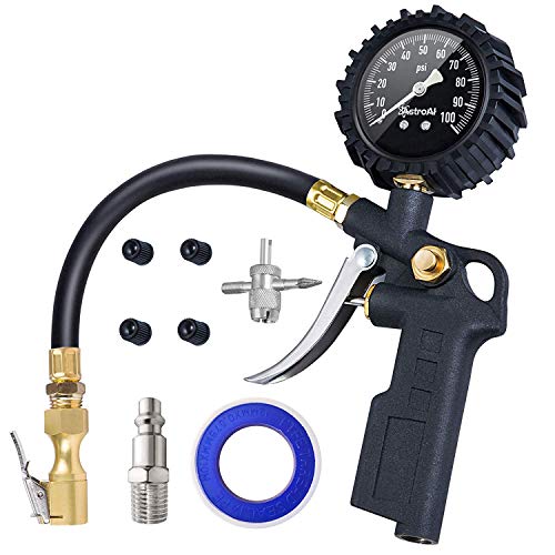 Book Cover AstroAI Tire Inflator with Pressure Gauge, 100 PSI Air Chuck and Compressor Accessories Heavy Duty with Large 2.5